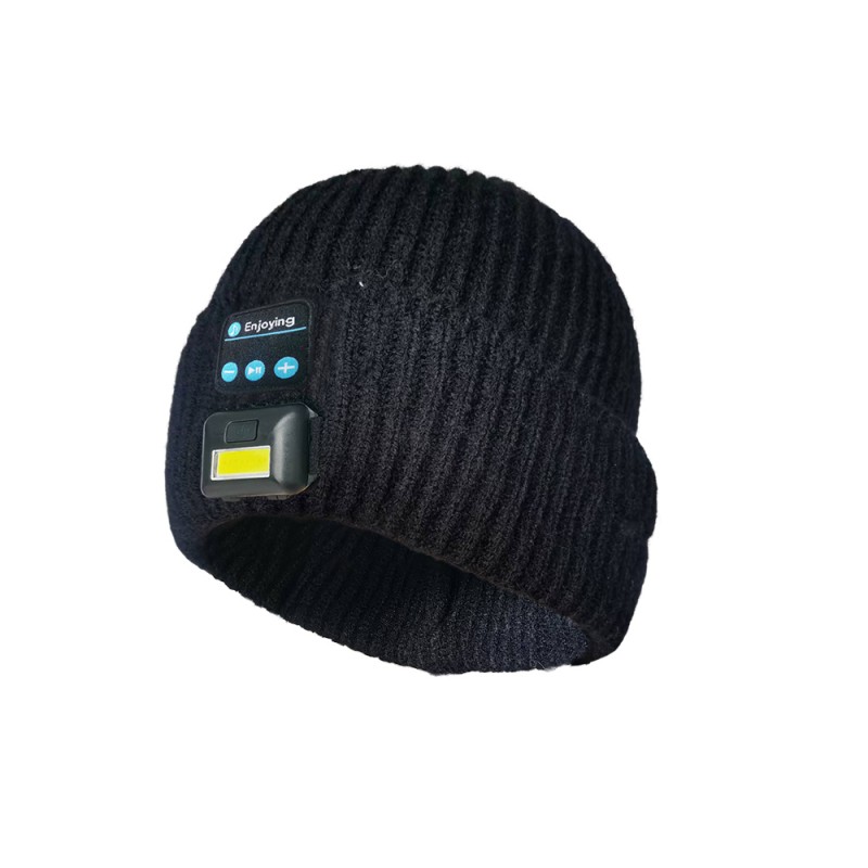 Bluetooth Beanie Hat Sluchátka černá s osvětleným